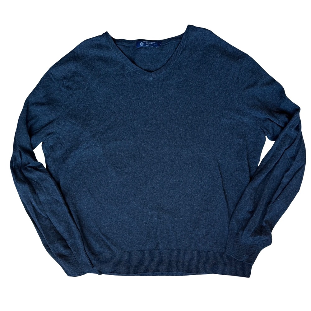 J. Crew Cotton Cashmere Blend Sweater Men's XL Gray V-neck Minimalist Preppy
